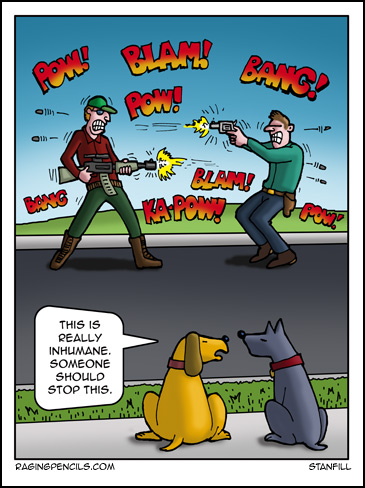 The comic about dog fights and gun battles.