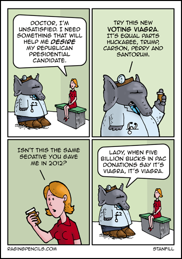 The progressive cartoon about viagra for voting.