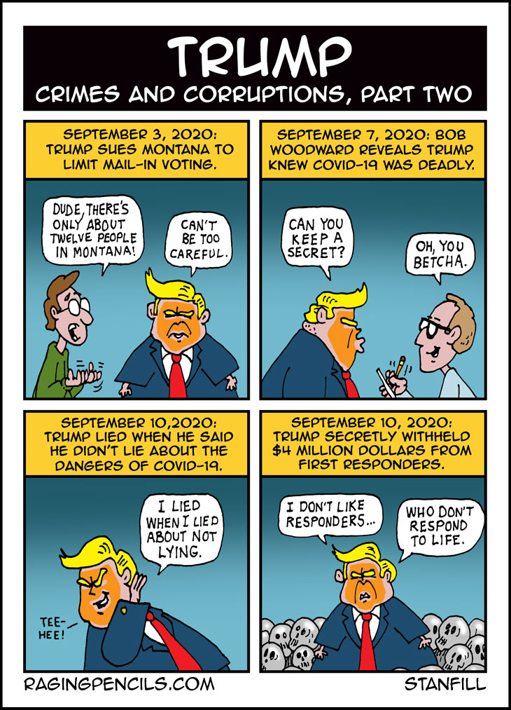 The progressive web comic about Trump crimes and corruptions, part two.
