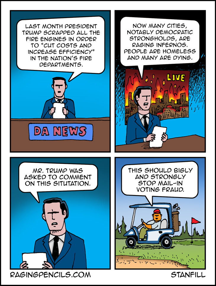 The progressive web comic about Trump destroying the U.S. Post Office.