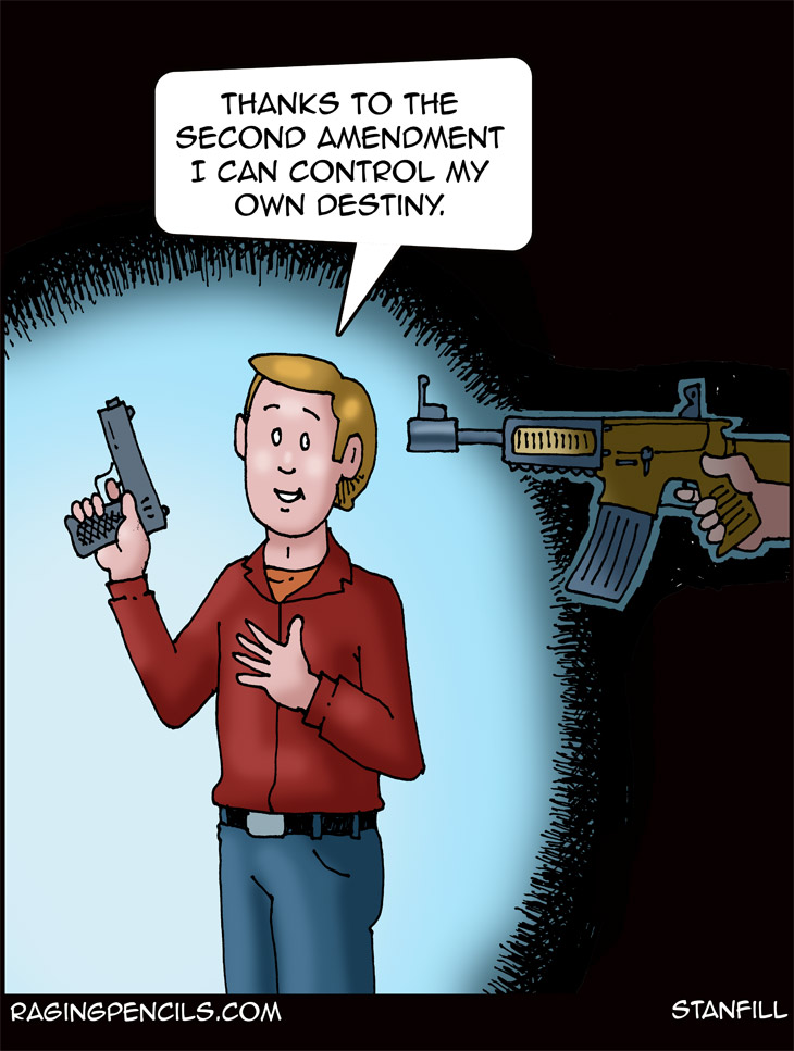 The progressive editorial cartoon about the Second Amendment.