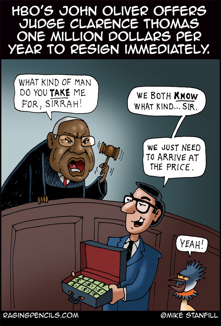 The progressive comic about how Judge Clarence Thomas is a fucking judicial whore.