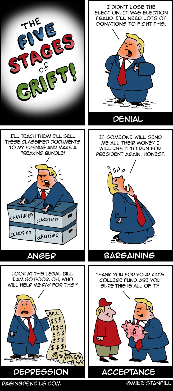 The progressive comic about Trump the grifter.