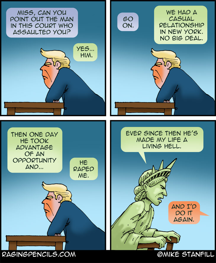 The progressive comic about Trump raping Democracy.
