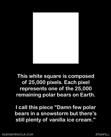 Polar bears as represented by pixels.