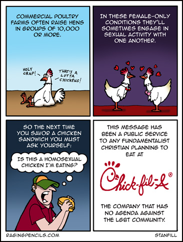 Beware the lesbian Chick-fil-A chickens.
