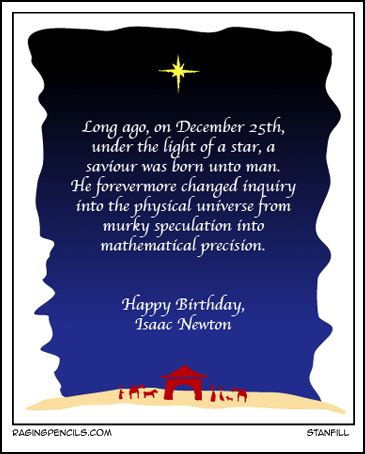 The comic about Isaac Newton's birthday.