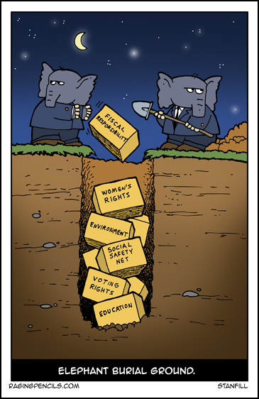The cartoon about the GOP's secret elephant burial ground.