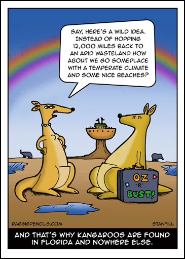 The comic about Noah's Ark, and why kangaroos live in Florida.