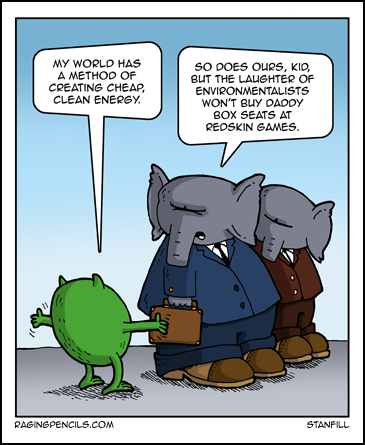 The progressive cartoon about renewable energy.