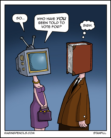 The progressive cartoon about TV's undue influence on elections.