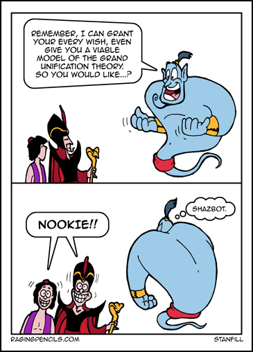 The comic about Aladdin and the grand unification theory.
