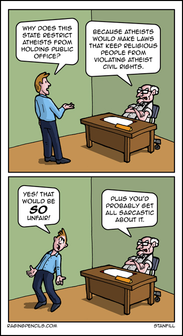 The progressive comic about atheists being restricted from public office.