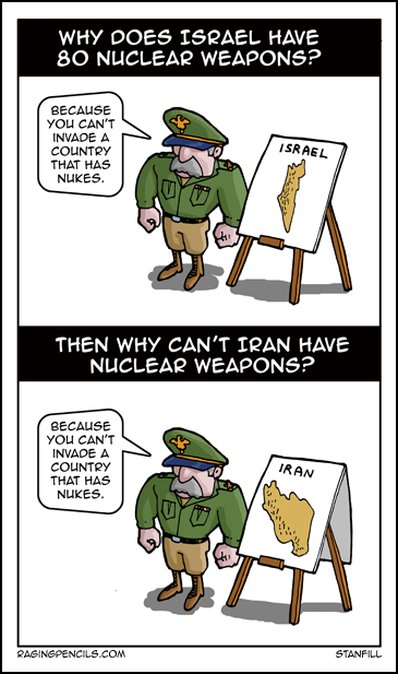 The progressive cartoon about Iranian nukes.