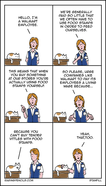 The progressive cartoon about the Walmart/food stamp nexus.