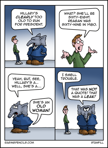 The progressive cartoon about the GOP's dilemma with Hillary's age.