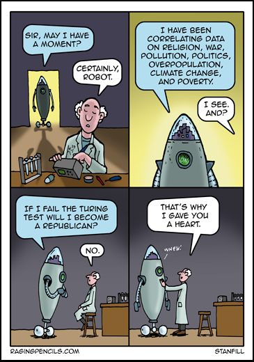 The progressive cartoon about the nature of intelligence and the Turing test.