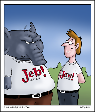 The progressive cartoon about Jeb versus the Jew.
