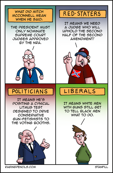 The progressive web comic about Mitch McConnell and NRA approved Supreme Court judges.