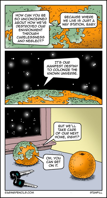 The progressive web comic comparing mankind to mold on an orange.