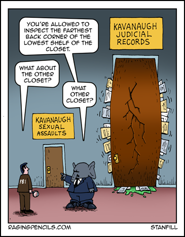 Comic about Kavanaugh's hidden judicial files.