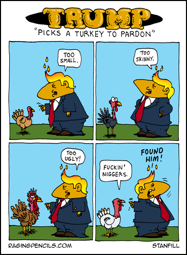 Progressive comic about Trump pardoing a turkey