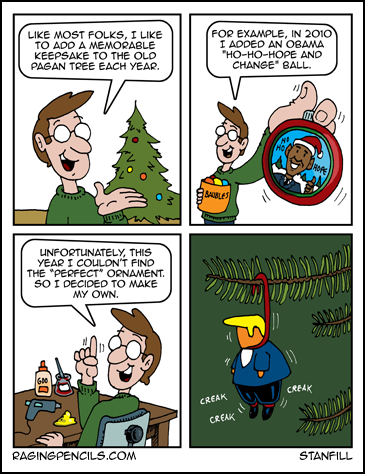 Progressive comic about my treasouns weasel christmas ornament