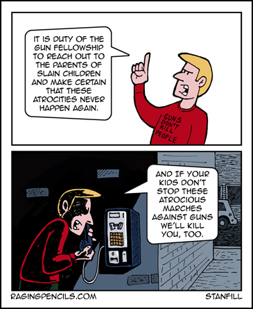 The progressive web comic about death threats to families of gun victims.