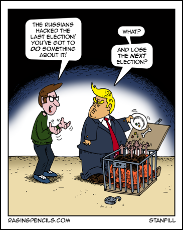 Trump feeding kids in a cage comic