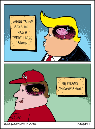 Comic about Trump's large brain.