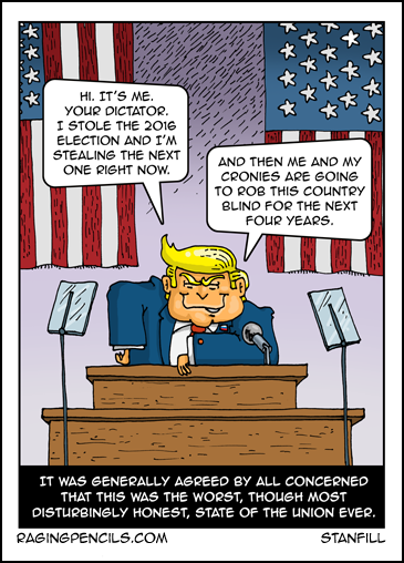Progressive comic about Trump's 2020 State of the Union.