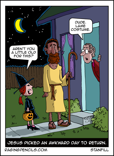 Progressive comic about Jesus returning on Halloween.