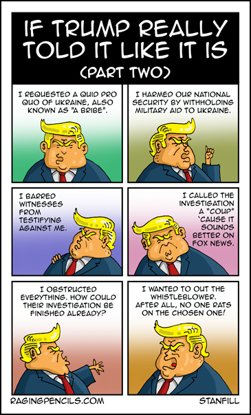 Progressive comic about if Trump ever told the truth, part two