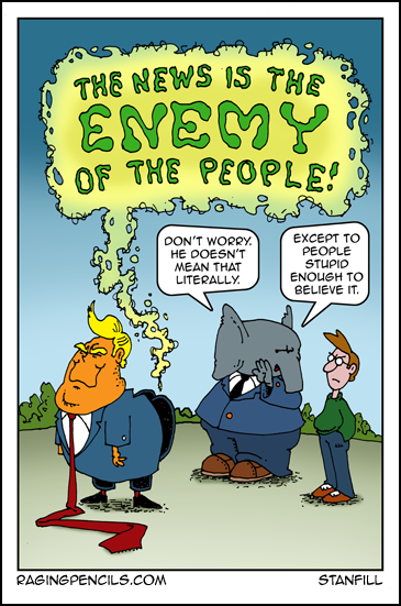 Progressive comic about Trump's fear of the free press.