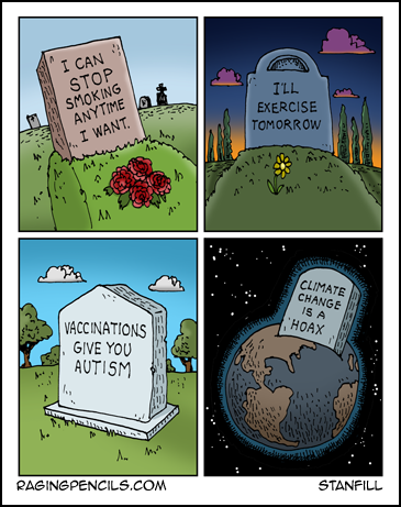 Progressive comic about lousy last words and climate change.
