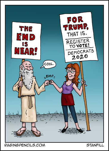 Progressive comic about the end being near for Trump.