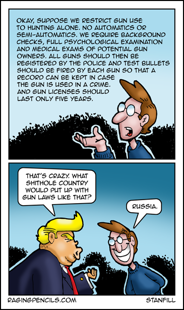 Progressive comic about Rusia's sensible gun laws.
