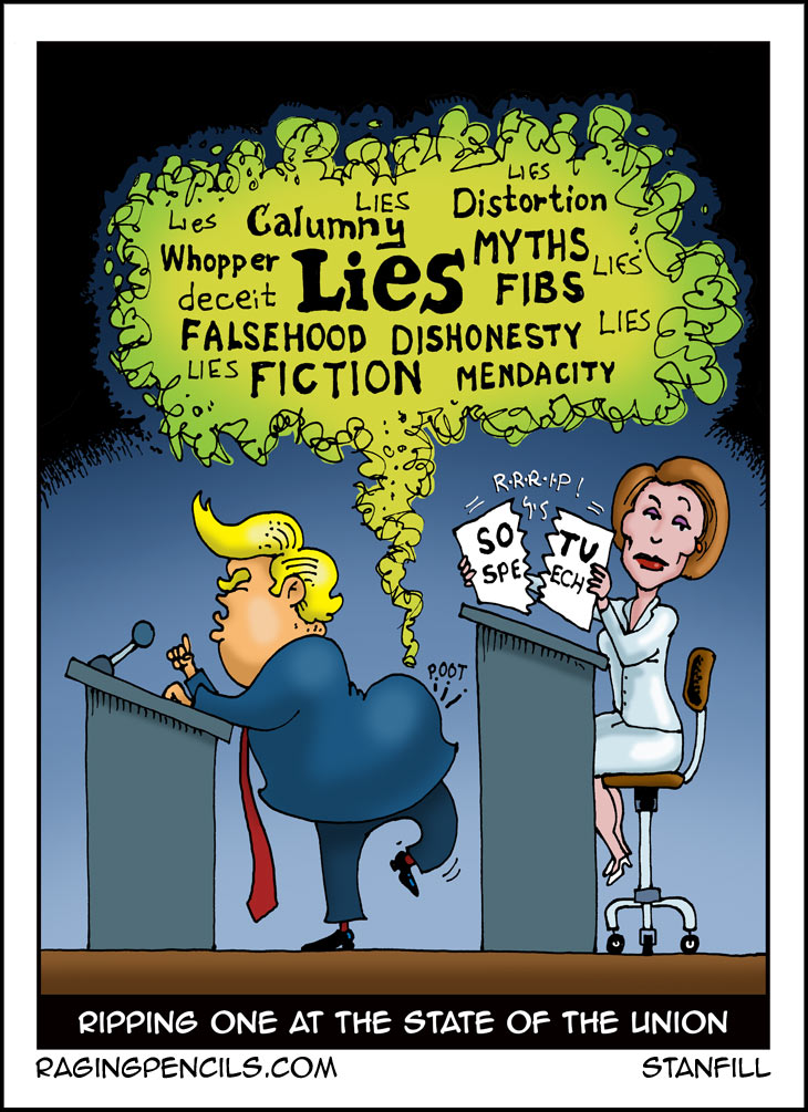 Progressive comic about Trump lying at the Sate of the Union.