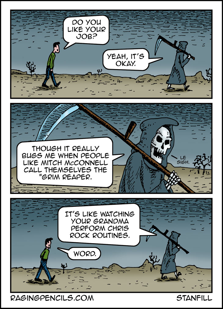 The progressive web comic about what an ass Mitch McConnell is for calling himself the Grim Reaper.