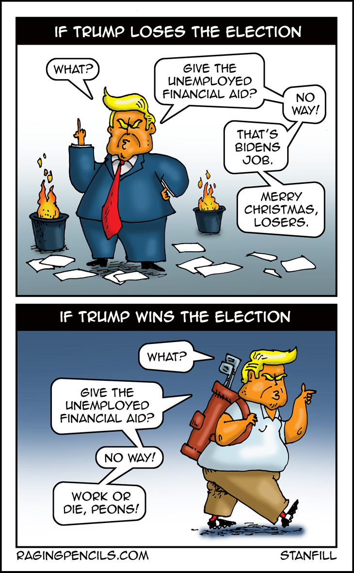 The progressive web comic about Trump's trouble with the unemployed.