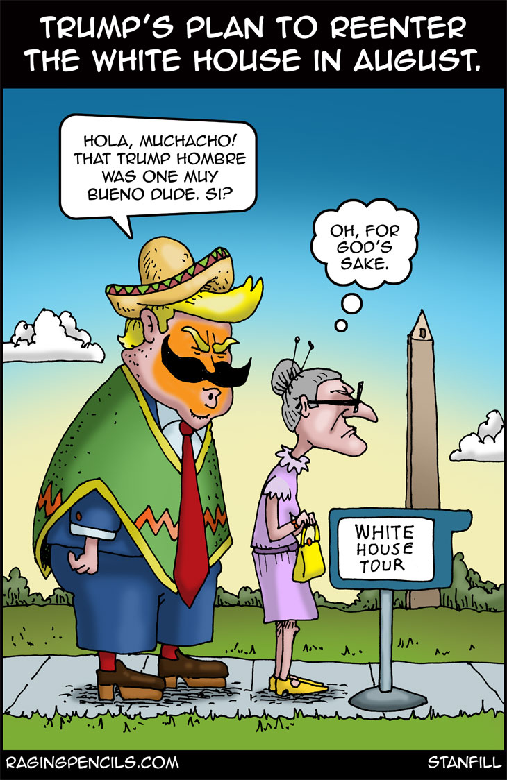 The progressive editorial cartoon about Trump's reinstatement in the White House