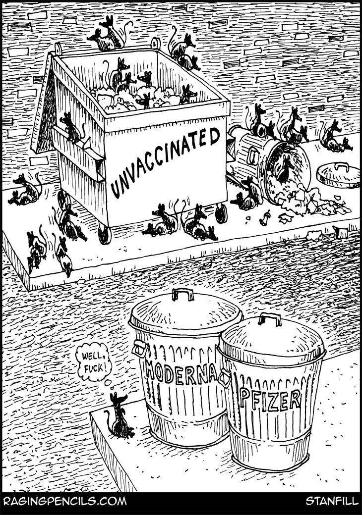 The progressive editorial cartoon comparing anti-vaxxers to rat infestation.