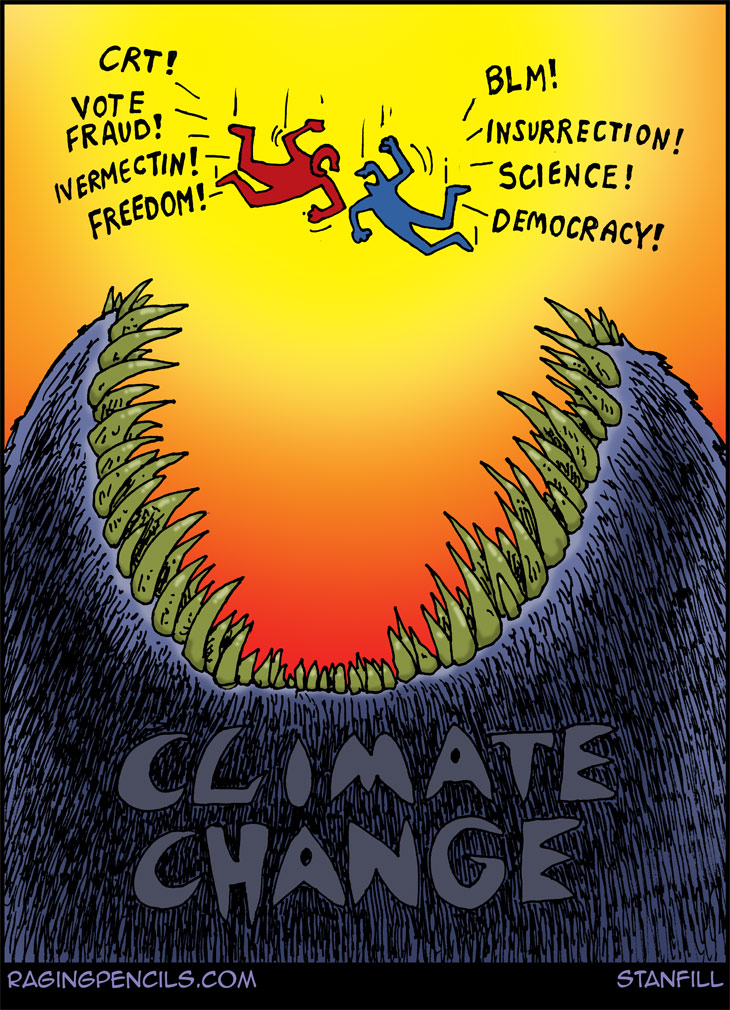 The progressive editorial cartoon about ignoring climate change.