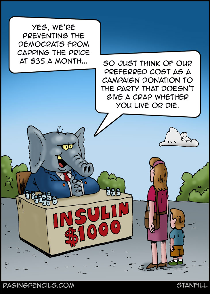 The progressive editorial cartoon about insulin prices.