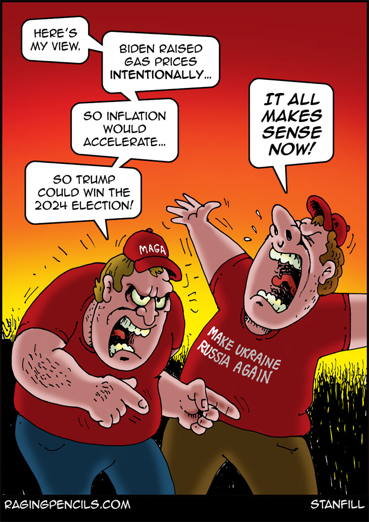 The progressive editorial cartoon about conservative idiocy.