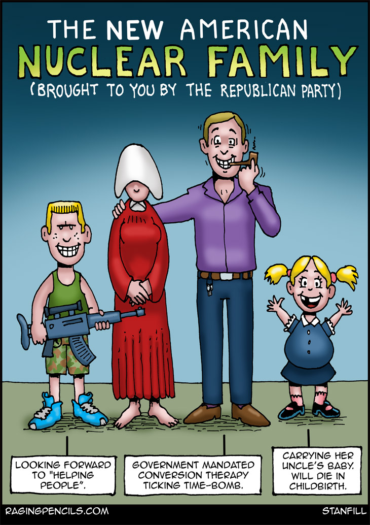 The progressive editorial cartoon about the new American nuclear family.