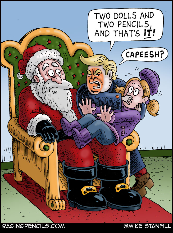 The progressive comic about Trump telling children to forget about Christmas.