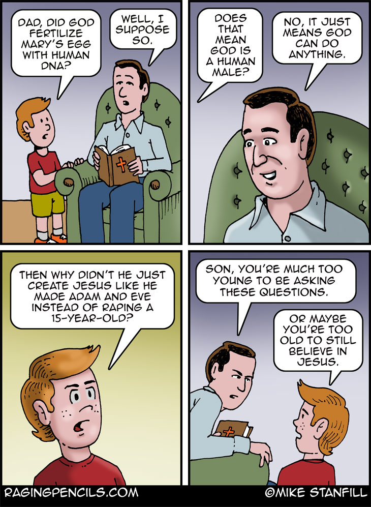 The progressive comic about god, jesus, mary and other children's stories.