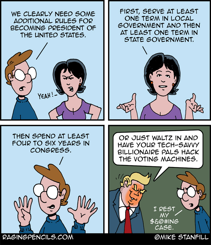 The progressive comic about new rules to be president.