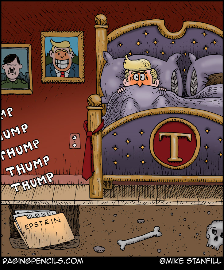 The progressive comic about Trump buriying the Epstein files